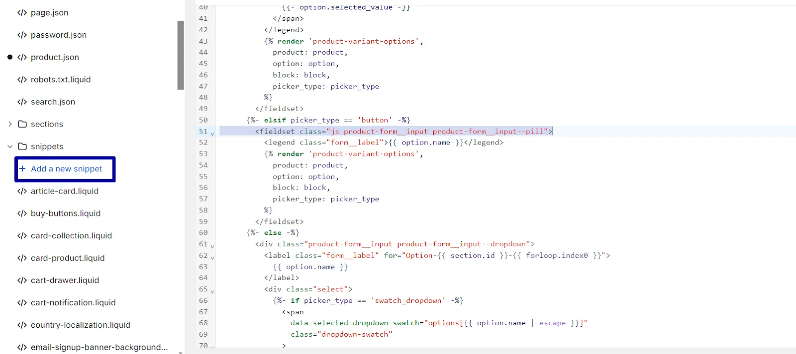Open the Snippets section and choose “Add a new snippet.”
